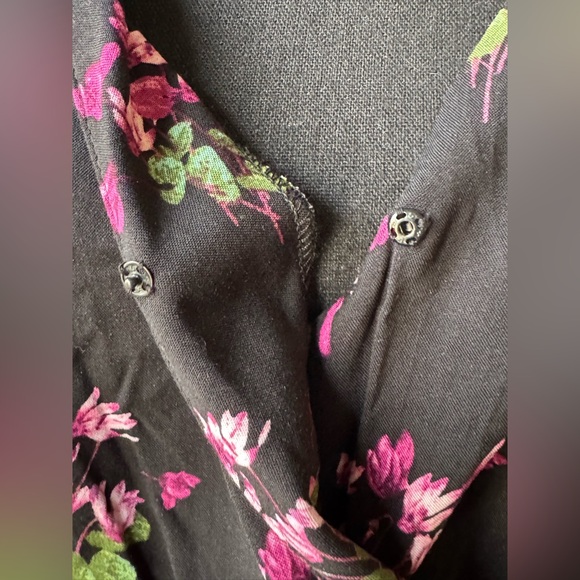 Lane Bryant Black Floral one piece romper tie belt NWT 16 - Picture 7 of 8